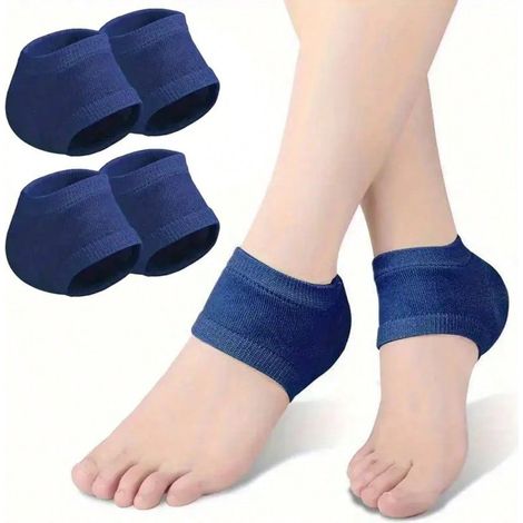 4 protections de talon en silicone : design tricoté respirant, amorti et soutien anti-pression, pad de pied bleu confortable. (1/5)