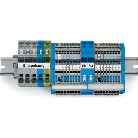 Set di distribuzione WAGO 821-122 2 interruttori FI barre neutre