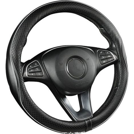 Housse de volant – 37-38 cm – Cuir PU – Noir/Blanc – Antidérapante – Design sportif (1/5)