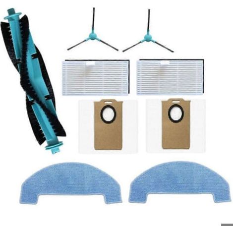 accessoires pour balayeuse Ultenic T20 Pro : brosse principale, filtre et sacs à poussière.