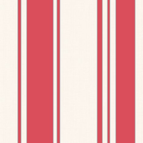 Red Cream Stripe Wallpaper Classic Wide Stripe Traditional Country Style Decor (1/4)