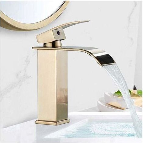 Tuserxln – Robinet mitigeur lavabo cascade – Finition métal – Noyau céramique étanche – Installation facile – Pour éviers standard (1/5)