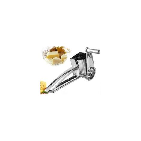 Affettatrice rotante da cucina in acciaio inox con tamburi e affettatrice, grattugia per formaggio a manovella, utensile per verdure - Crezuo