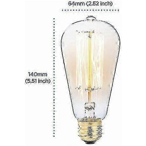 ampoules à incandescence Edison E27 60 W 220 V ST64 rétro 64 mm x 140 mm (1/2)