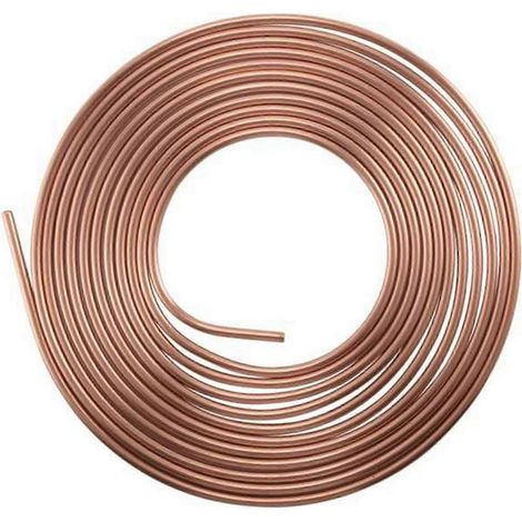 Tuyau en cuivre-nickel de 7,62 m (25 pi) de long, avec écrous, pour freins et conduites. Bobine de tuyau en cuivre-nickel de 6,35 mm (1/4 po) de diamètre extérieur. (1/4)