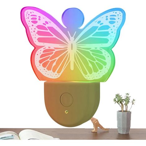 Veilleuse à couleurs changeantes à brancher Veilleuse Murale LED à 6 Veilleuses papillon prise murale Pour jardin terrasse extérieur (1/5)