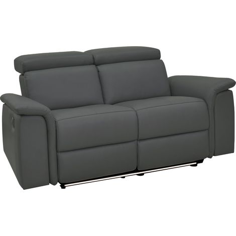 Pareli-Canapé 2 places avec fonction relax électrique en PU/cuir gris (1/5)