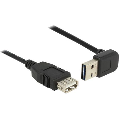 Delock Câble USB USB 2.0 USB-A mâle, USB-A femelle 1.00 m noir connecteur utilisable des deux cotés, contacts dorés, ce (1/3)