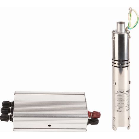 Pompe à vis immergée 24V solaire photovoltaïque DC sans balais avec contrôleur MPPT NS242T-20, kit puits profond 20m, débit 20L/min, acier inoxydable. (1/5)
