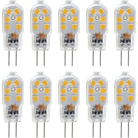 G4 12V LED-Lampe, 1W entspricht einer 10W Halogenlampe, flimmerfrei, 200lm, warmweiß (3000K), 360° Abstrahlwinkel, nicht dimmbar, 10er-Packung