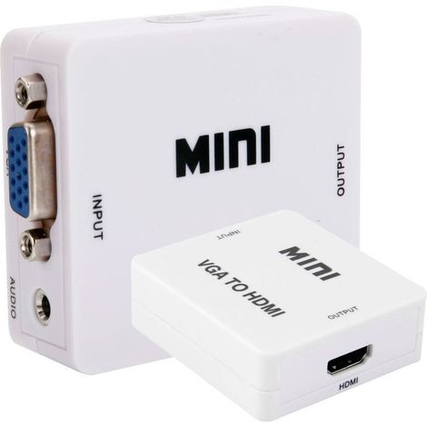 Trade Shop - MINI VGA AUF HDMI ADAPTER KONVERTER FULL HD VIDEO 1080P AUDIO FÜR PC LAPTOP - (1/5)