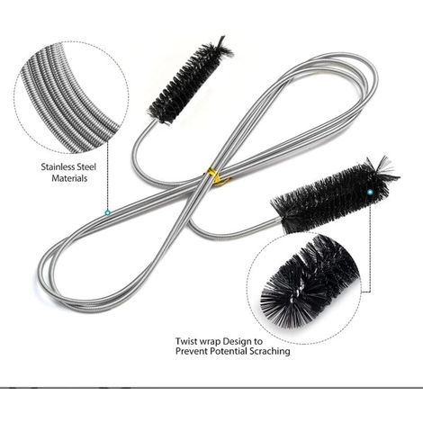 Brosse de nettoyage flexible pour tube d'alimentation - Outil de nettoyage de tuyau - Noir(2M) (1/4)