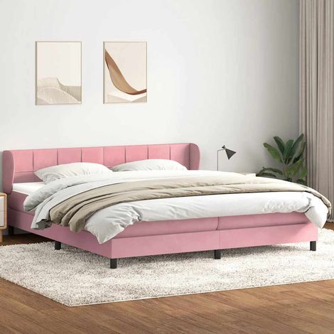 Boxspringbett mit Matratzen Rosa 180x210 cm Samt
