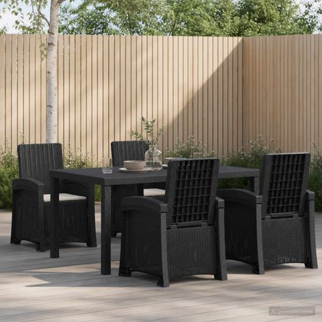 vidaXL Conjunto de Comedor de Jardín 5 uds. Antracita y Gris Claro PP (1/5)