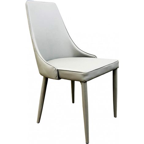 Sedia larga da interno con struttura in acciaio e seduta in ecopelle imbottito Claudia -  LightGray