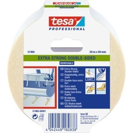 Cinta doble cara suelos extrafuerte removible 25 m x 50 mm t (1/4)