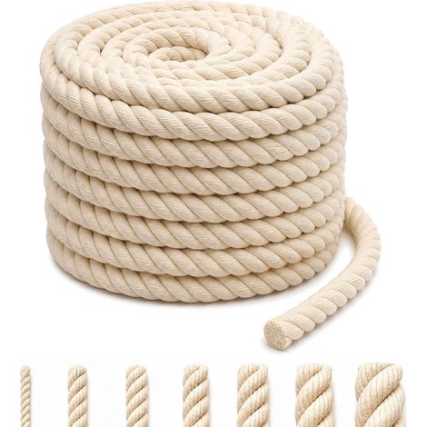 Cotton Rope 8 mm 6 m Macrame Decorative Rope Beige Cotton Cord for DIY, Decoration, Craft, Gardening, Gift Wrapping (1/5)