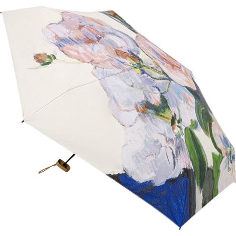 Parasol de 15 x 6 cm anti-UV pour la plage, léger et portable, avec motif floral, pliable pour les trajets quotidiens, les événements en plein air, les voyages et une utilisation quotidienne (1/5)