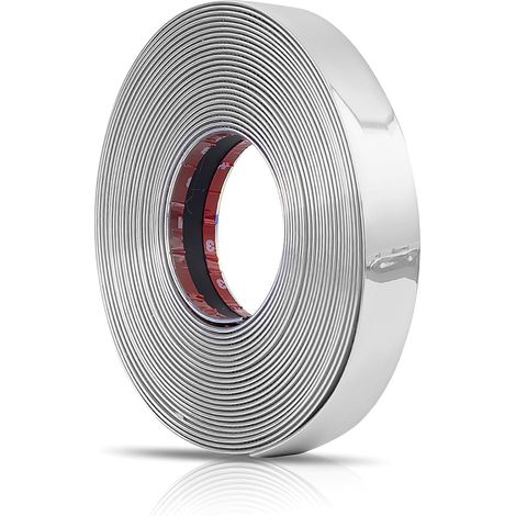 Moulure Murale 5m Auto Chrome Acier Moulure Auto Adhésive pour Meubles et Voitures (30mm) (1/5)