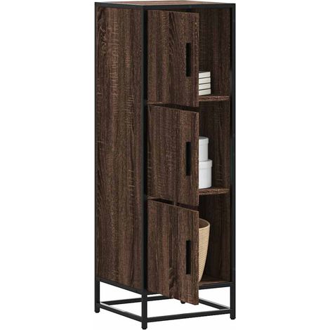 vidaXL Buffet haut chêne marron 35,5x35x106,5 cm bois ingénierie métal (1/5)