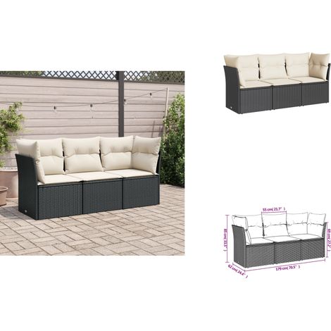 Salon de jardin 3 pcs avec coussins noir résine tressée - Salon De Jardin - Mobilier De Jardin - Salon Extérieur - Ensemble De Canapés - Résine Tressée (1/3)