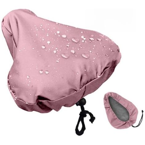 Housse de selle de vélo imperméable avec cordon de serrage - Housse de pluie pour selle de vélo - Tissu Oxford 210D rose - Idéale pour le cyclisme en extérieur-AquaForge (1/5)