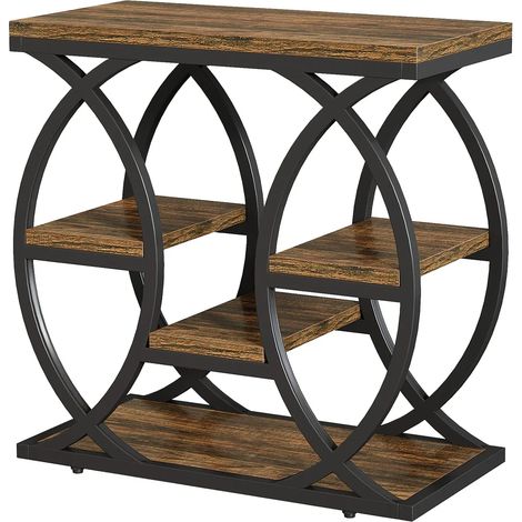 Tavolino multi ripiano in metallo e legno marrone (1/5)