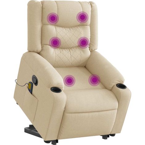 Massagesessel mit Aufstehhilfe Creme Stoff