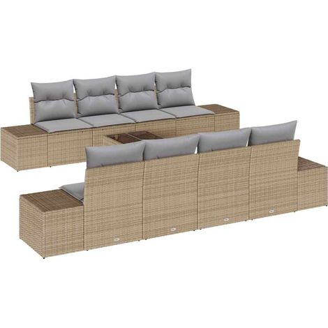 Maison Exclusive - Sofa Set mit Kissen 7 pcs Beige und Hellgrau P