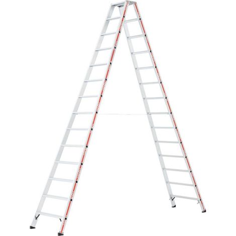 Hymer Stufenstehleiter mit Alu-Druckguss Gelenk 2x14 Stufen (1/5)
