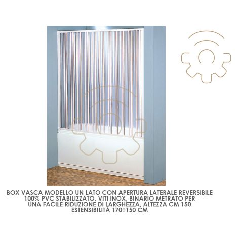 BoA te de douche avec ouverture rabattable sur un cA tA  avec ouverture rA versible h 150 cm 170 150 cm en PVC stabilisA