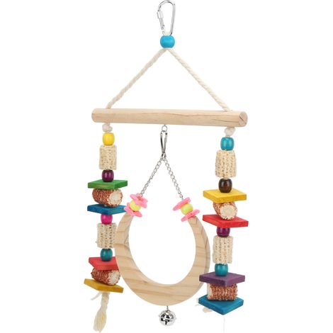 Jouet à mâcher pour oiseaux, en bois naturel, en forme d'épi de maïs, balançoire pour perroquets, perruches, aras, conures, pinsons, inséparables. (1/5)