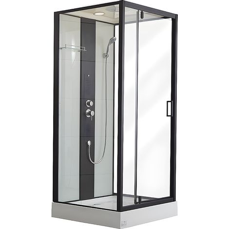 Cabine de douche hydromassante - 2 zones de jets de massage - L90 x P90 x H215 cm - pluie tropicale et douchette - PRIMEA (1/4)