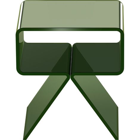 Table de chevet design en acrylique transparent, petite table d'appoint moderne avec étagère de rangement, desserte d'angle pour salon, chambre, déco maison, sans montage, 30 x 39,1 x 43 cm (Vert) (1/5)