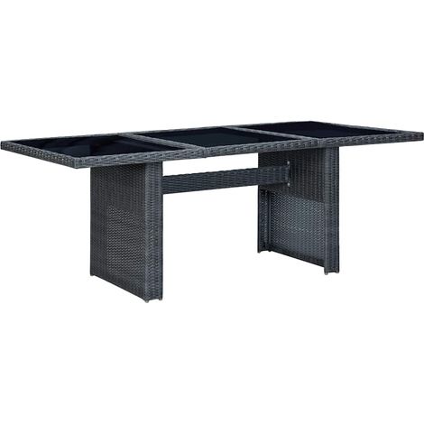 vidaXL Garden Table Dark Grey Poly Rattan and Tempered Glass (1/5)