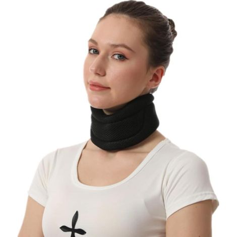 Halskrause, Nackenstütze zur Linderung von Nackenschmerzen und -verspannungen, Cervicorrect gegen Schnarchen, verstellbare Nackenstütze, weiche Schaumstoff-Nackenstütze, Schwarz