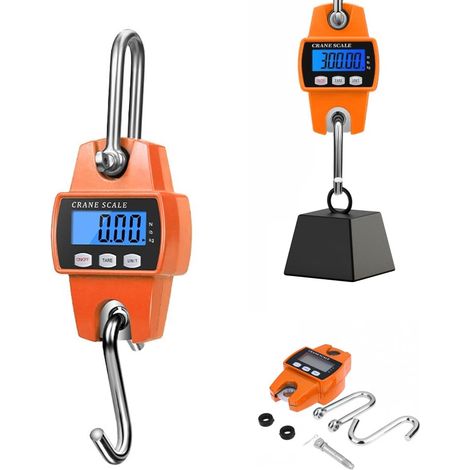 Balance numérique à suspendre avec crochets, balance de cuisine, balance industrielle, 300 kg, portable, avec capteurs précis et écran LCD (1/5)