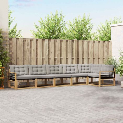 vidaXL Outdoor-Sofagarnitur mit Kissen 6 pcs Weiß und Hellgrau (1/5)