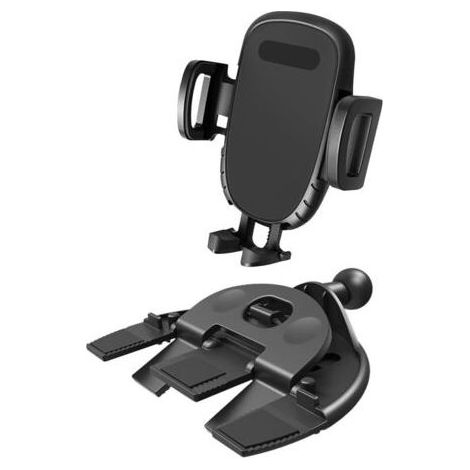 Support de téléphone pour lecteur CD de voiture, support universel avec pince réglable, rotation à 360° (noir) (1/5)