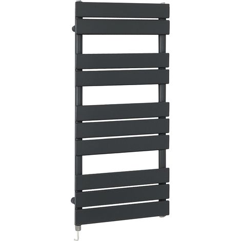Milano Lustro Electric Anthracite Flat Panel Heated Towel Rail Radiator with Simple Heating Element - 975mm x 450mm (1/5)