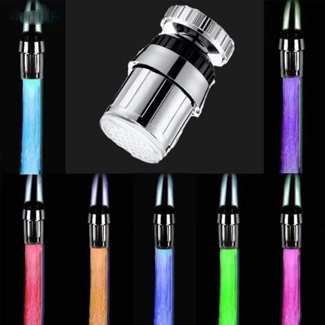 Robinet d'évier de cuisine à LED Ulisem, 7 couleurs, changement automatique, rotation à 360 degrés, robinet d'évier de salle de bain (7 couleurs - 1 paquet - 360°) (1/4)