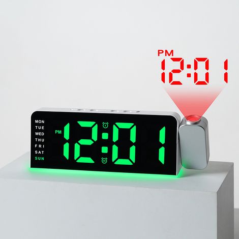 Réveil LED Projecteur, Horloge Ambiante Minimaliste Multifonction, Affichage Projection Murale, Idéal pour Chambre à Coucher-Alovez-WCY (1/2)