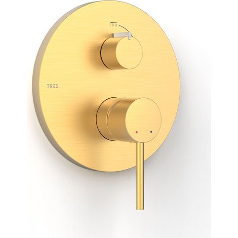 TRES 26228110OM RAPID-BOX Pieza Vista para Caja Empotrada de 2 Vías Color Oro Mate 24K - ref: 26228110OM