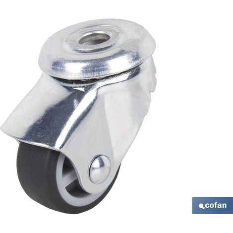 Rueda de goma gris pasante Ø30x18mm para cargas de hasta 45 kg (1/3)