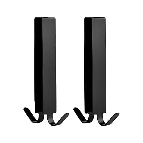 3 Crochets de Porte de Douche allongés en Paquet,Crochets de Porte pour Crochets de Porte de Douche en Verre sans Cadre. Crochets Porte-Serviettes Doubles (Black) (1/5)