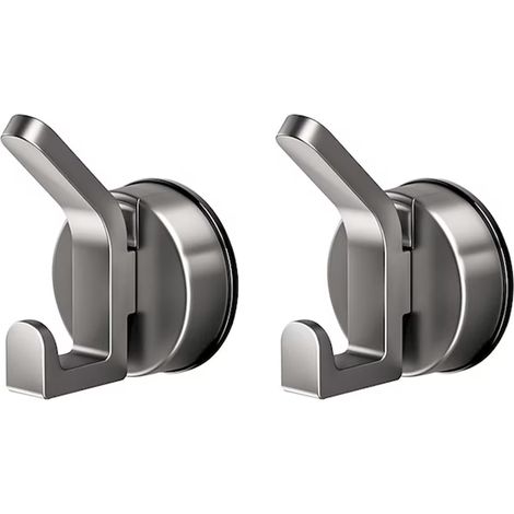 Juego de 2 ganchos reutilizables para toallas con ventosa, no requieren taladro, para baño y cocina, color gris. (1/5)