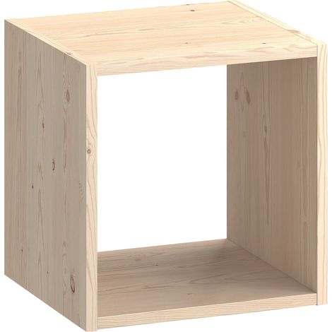 Pensile Libreria 1 Ripiano 36x30x36 cm in Legno di Pino Naturale (1/2)