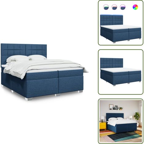 Boxspringbett mit Matratze Blau 200x200 cm Stoff - Boxspringbett - Doppelbett - Bettenrahmen - Liegekomfort - Matratze (1/5)