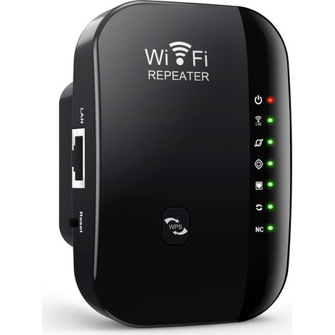 Repéteur WiFi 300M Amplificateur de Signal WiFi Portable 7 Indicateurs Lumineux avec Port Ethernet Extenseur WiFi Simple Configuration Relay/AP 2 Modes de Fonctionnement Amplificateur de Signal WiFi E (1/2)