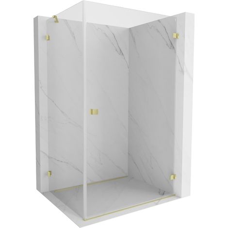 Mexen Lunar-B cabine de douche pivotante droite 100 x 80 cm, transparent, or brossé - 832-100-080-55-00-P (1/5)